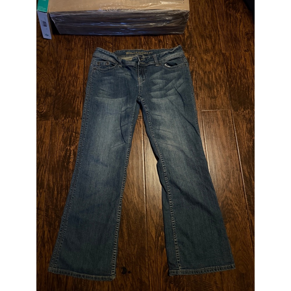Blue Asphalt Womens Bootcut Jeans Medium Wash Stretch Denim Size 13 Short ST-369